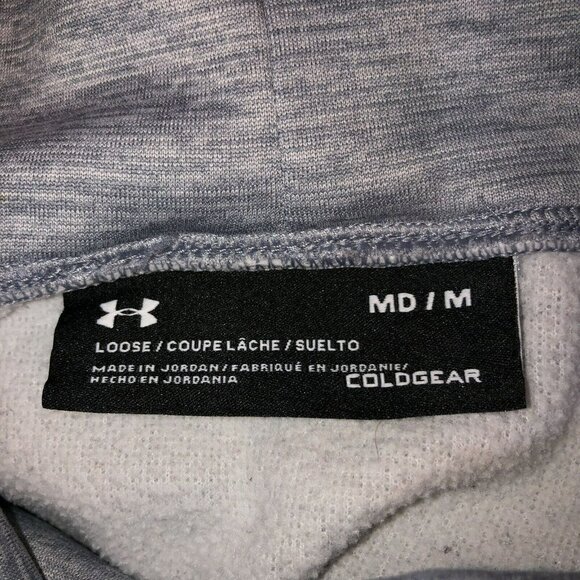 Under Armour Women Medium Gray Loose Fit Pullover Coldgear Sweatshirt Thumbholes - Picture 11 of 11